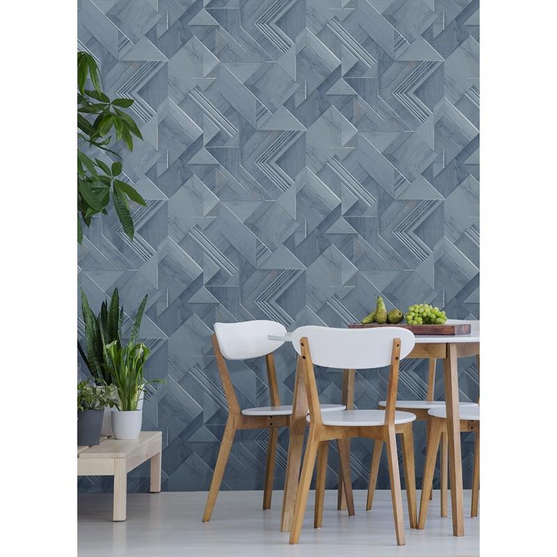 4041-35301 | Passport, Cassian Denim Wood Geometric Wallpaper Denim -  Advantage