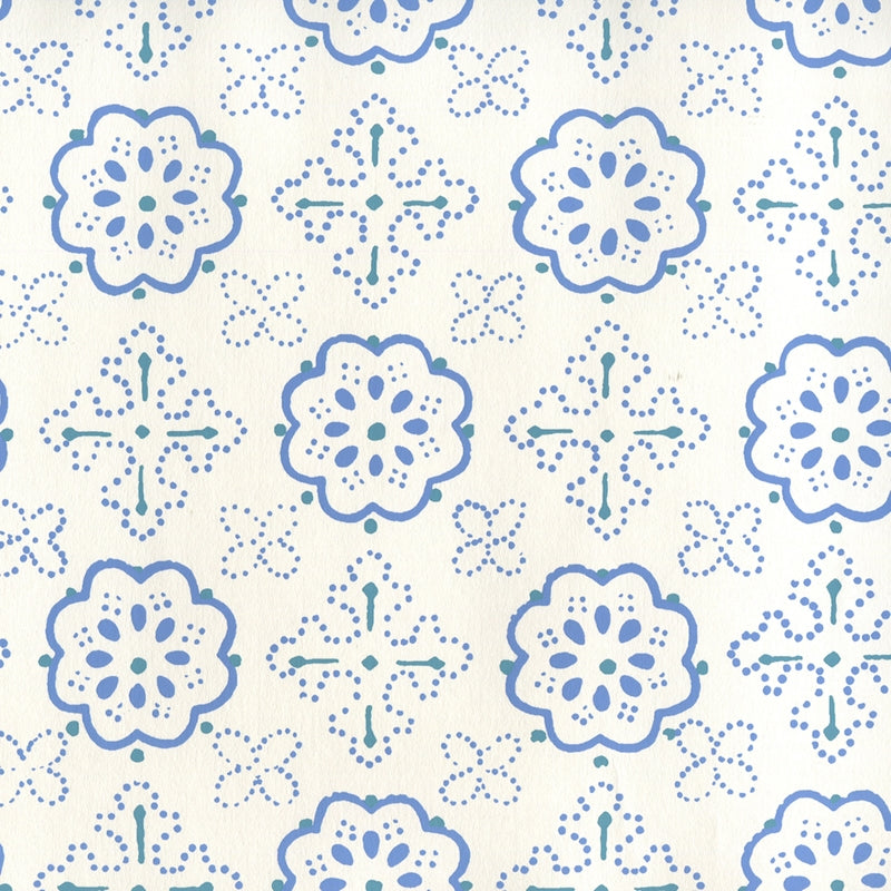 Save 306306W Crawford Multi Blues On Almost White by Quadrille Wallpaper