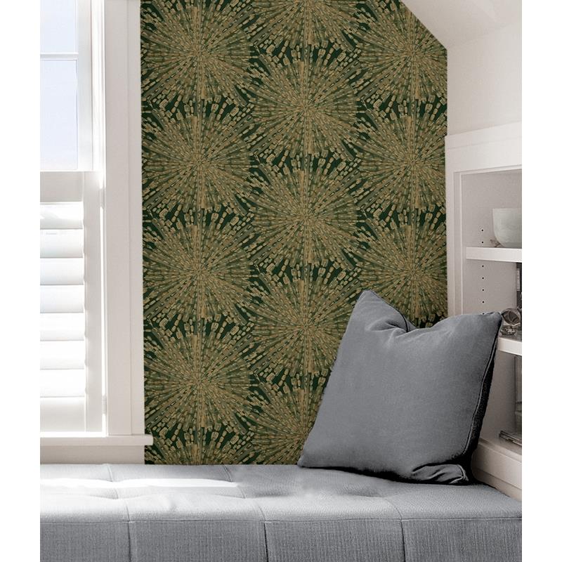 LLS4120 Lisa Love Emerald Green Sunburst Peel &amp; Stick Wallpaper by NuWallpaper5