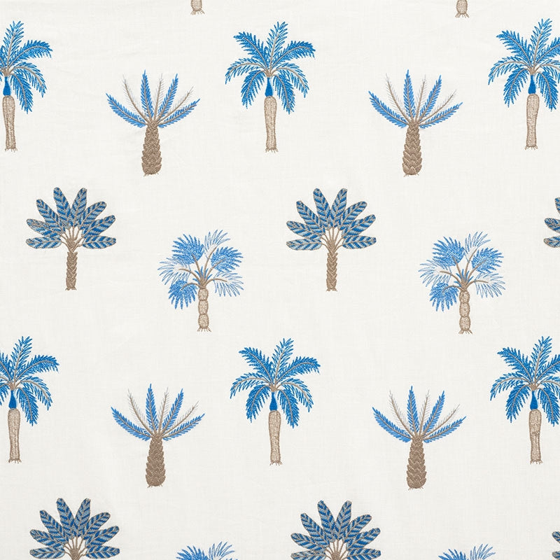 Purchase sample of 75301 Palmetto Beach Embroidery, Blue by Schumacher Fabric