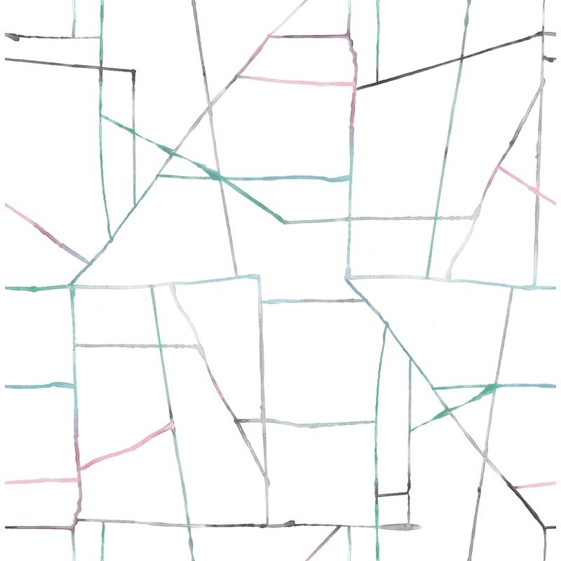 Sample DA62104 Day Dreamers, Geo Creative Pink, Teal, and Gray Seabrook Wallpaper