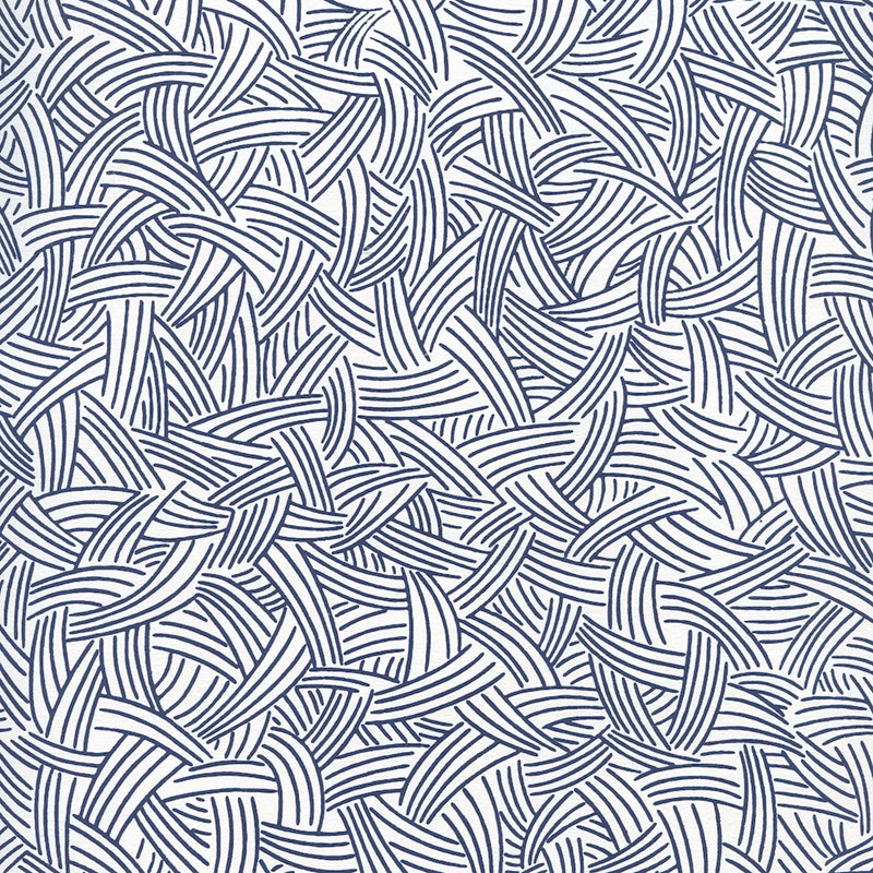 Sample AP404-10 Interweave, Navy on Almost White by Quadrille Wallpaper