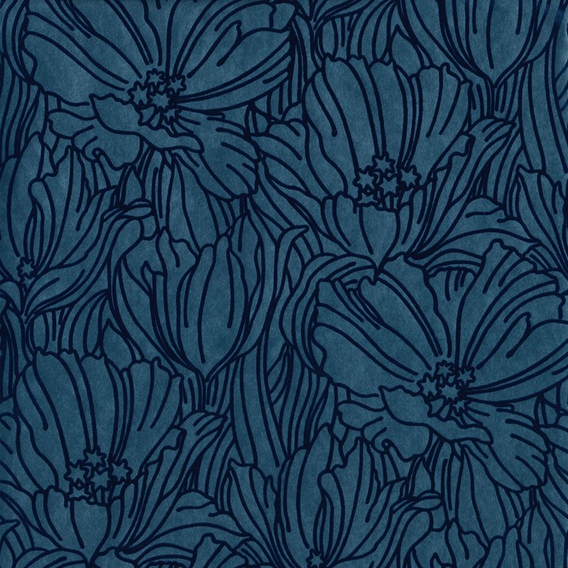 Purchase 2970-87356 Revival Selwyn Flock Dark Blue Floral Wallpaper Dark Blue A-Street Prints Wallpaper