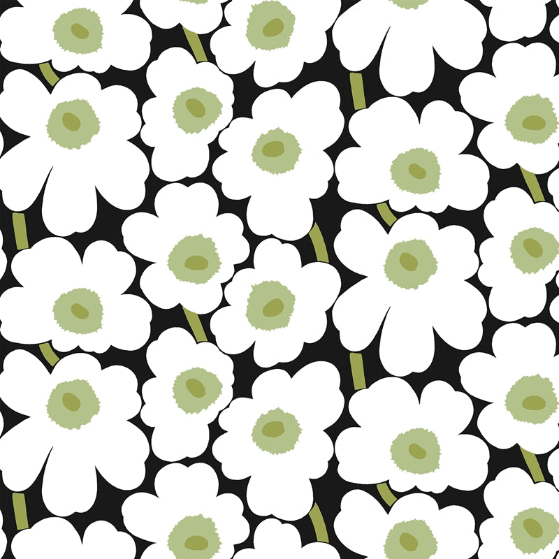 MKS4494 Marimekko Black Pieni Unikko Peel &amp; Stick Wallpaper by NuWallpaper