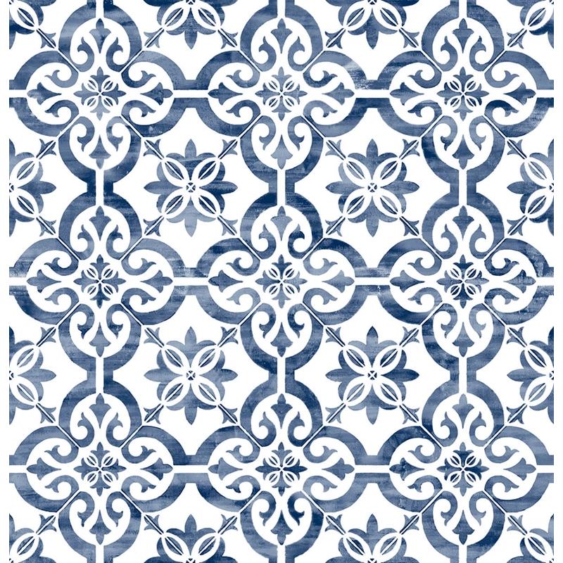 Acquire LN21212 Luxe Haven Porto Tile Riviera Blue by Lillian August Wallpaper