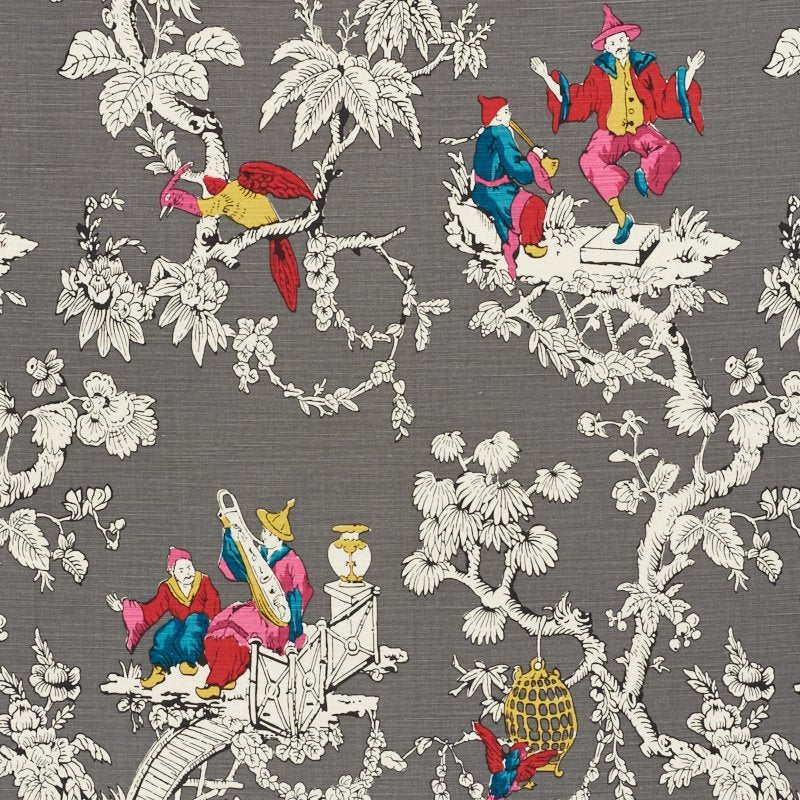 Purchase sample of 177422 Chinoiserie Moderne, Graphite by Schumacher Fabric