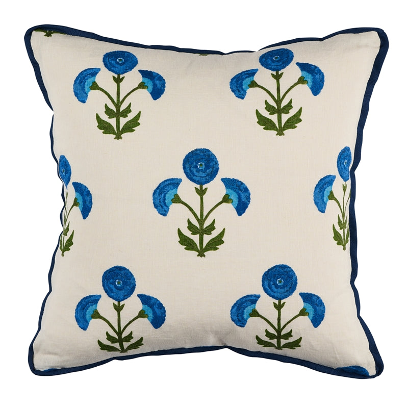 So17967205 | Saranda Flower 20" Pillow, Royal - Schumacher Furniture and Accessories
