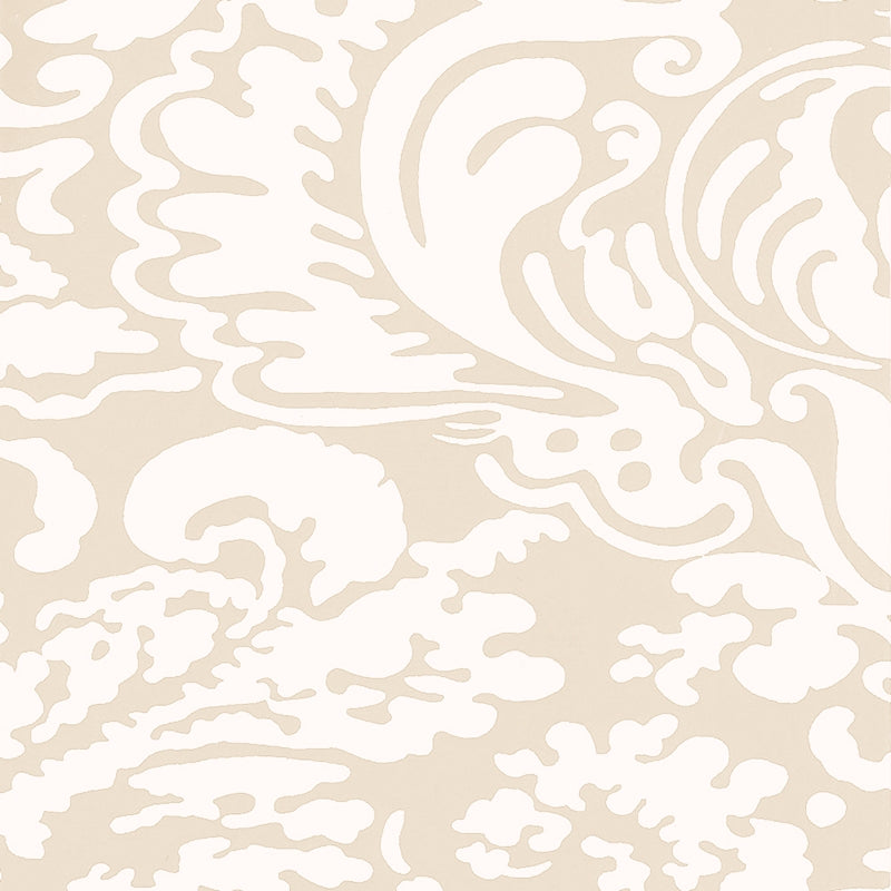 Looking 2335-46WP San Marco Reverse Pumice on Almost White by Quadrille Wallpaper