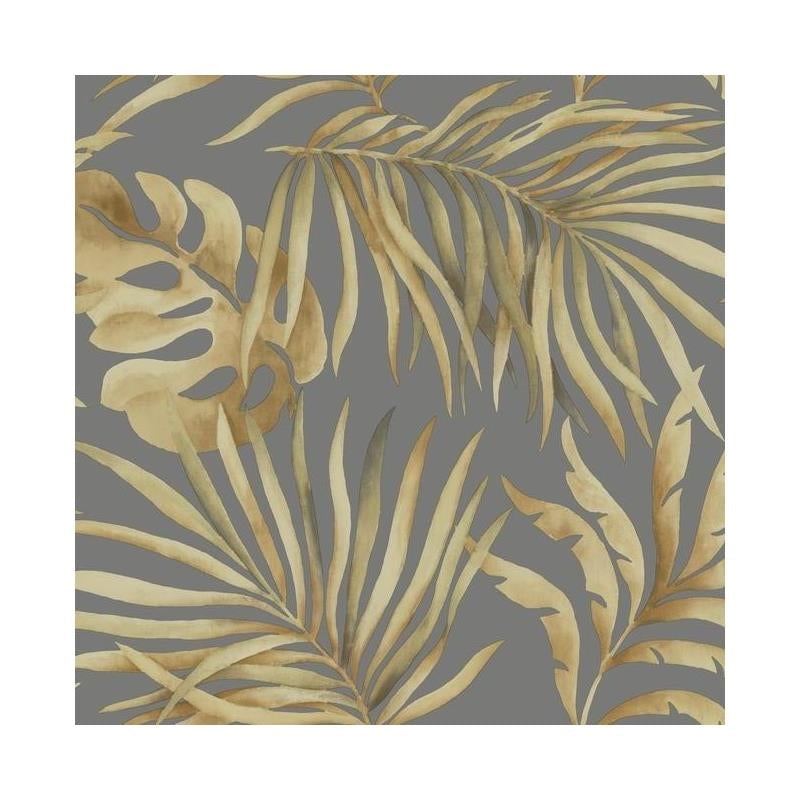 Sample - SO2453 Tranquil, Paradise Palm color Charcoal, Floral by Candice Olson Wallpaper