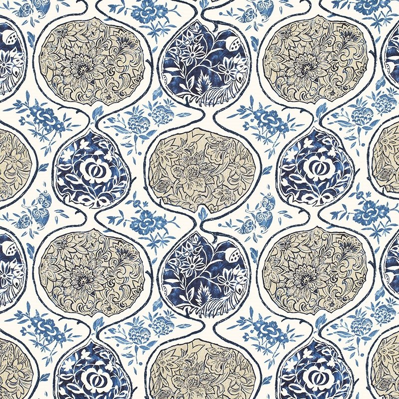 Purchase sample of 2620933 Katsugi, Blues by Schumacher Fabric