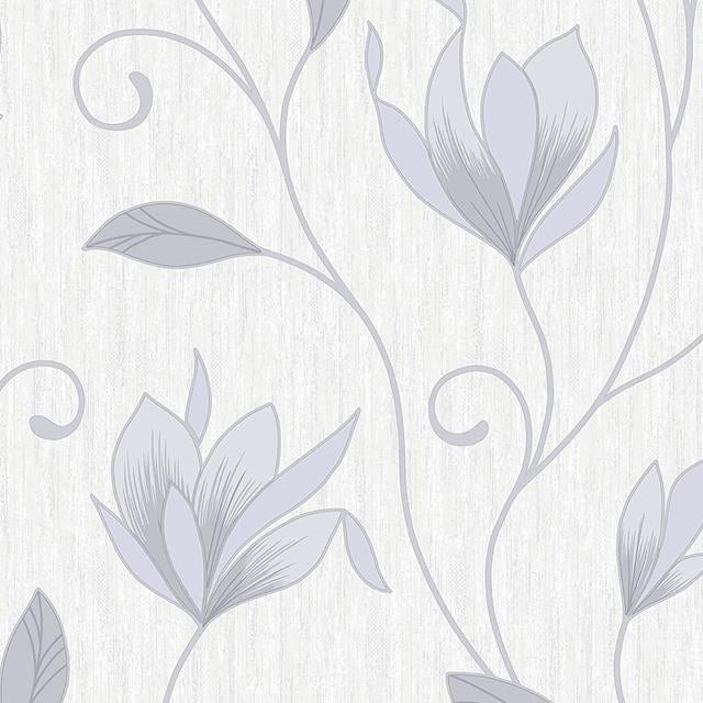 View 2834-M0852 Advantage Metallics Greys Flowers Wallpaper by Advantage