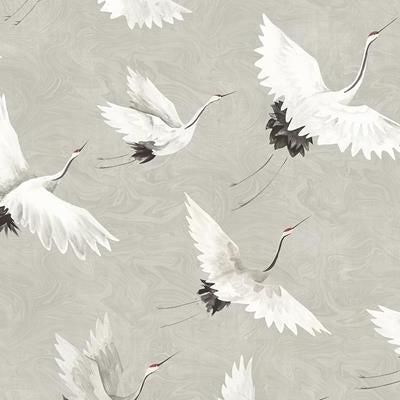 Acquire ASTM3909 Katie Hunt Crane You Later Dove Grey Wall Mural A-Street Prints Wallpaper