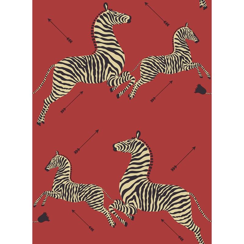 Sample SCS3869 Scalamandre, Masai Red Zebra Safari Scalamandre Self Adhesive Wallpaper by NuWallpaper
