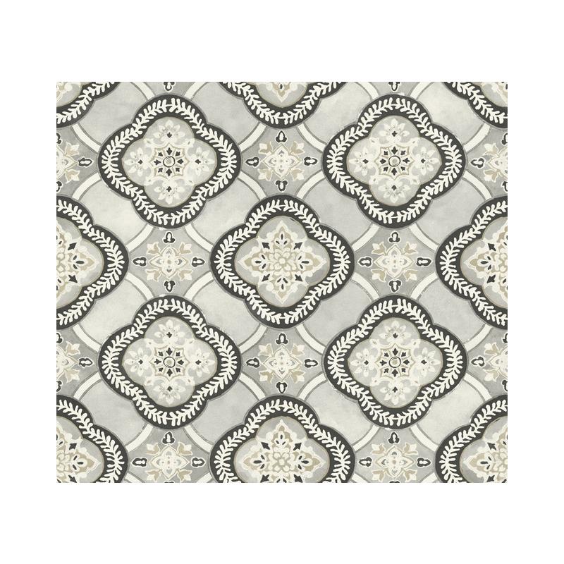 Sample GO8213 Garden Trellis Onyx, Greenhouse by York Wallpaper