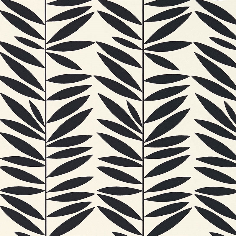 Find 5007513 Leaf Stripe Ebony Schumacher Wallpaper