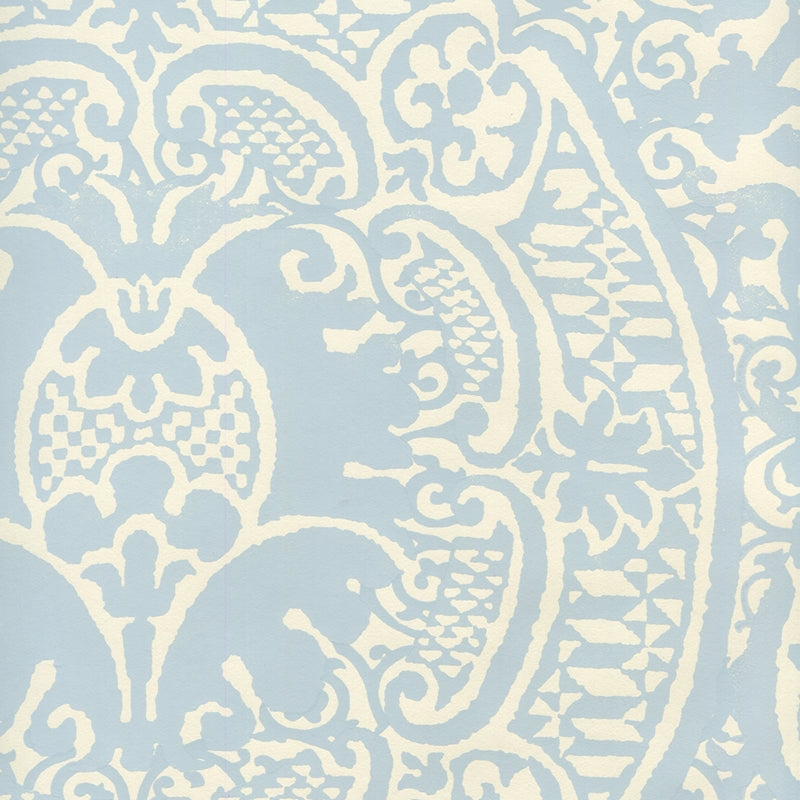 Sample 352000W-23OWP Veneto, Windsor Blue On Off White by Quadrille Wallpaper