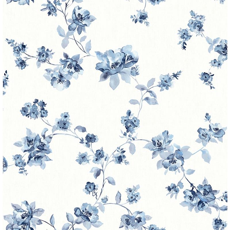 Search 3115-24481 Farmhouse Cyrus Blue Festive Floral Blue by Chesapeake Wallpaper