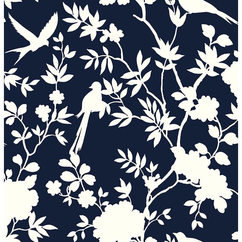Shop LN20522 Luxe Haven Mono Toile Midnight Blue by Lillian August Wallpaper