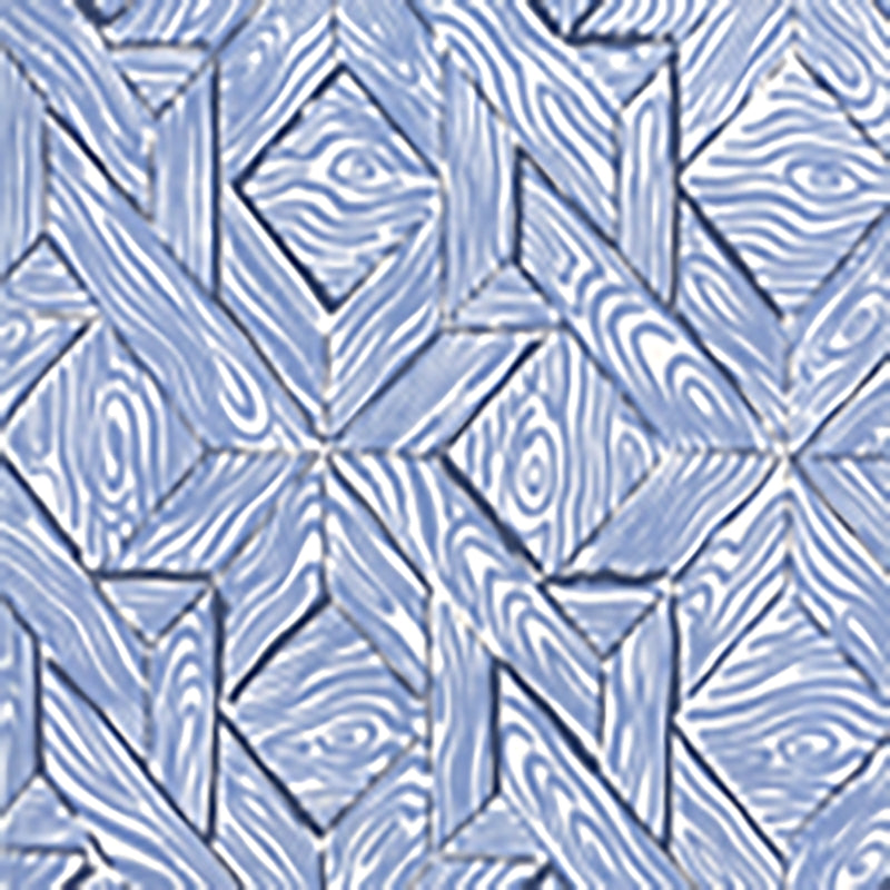 Order 6280-04WP Parquetry Navy French Blue on White by Quadrille Wallpaper