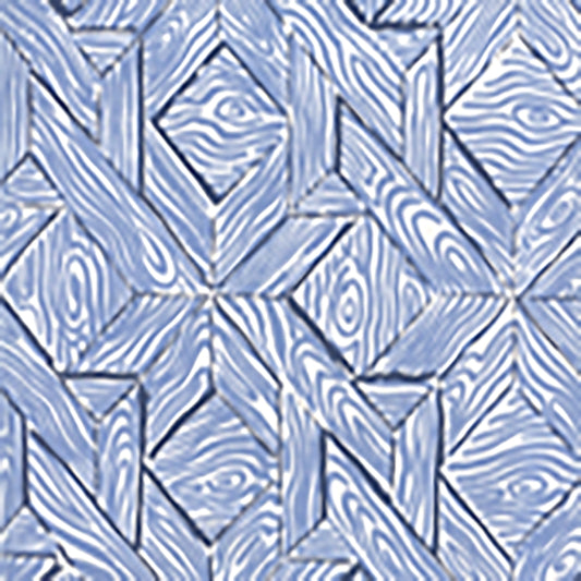 Order 6280-04WP Parquetry Navy French Blue on White by Quadrille Wallpaper