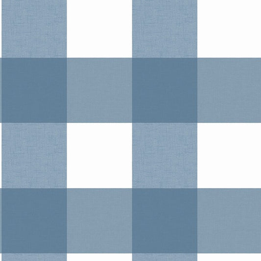 Save 3115-12533 Farmhouse Amos Blue Gingham Blue by Chesapeake Wallpaper