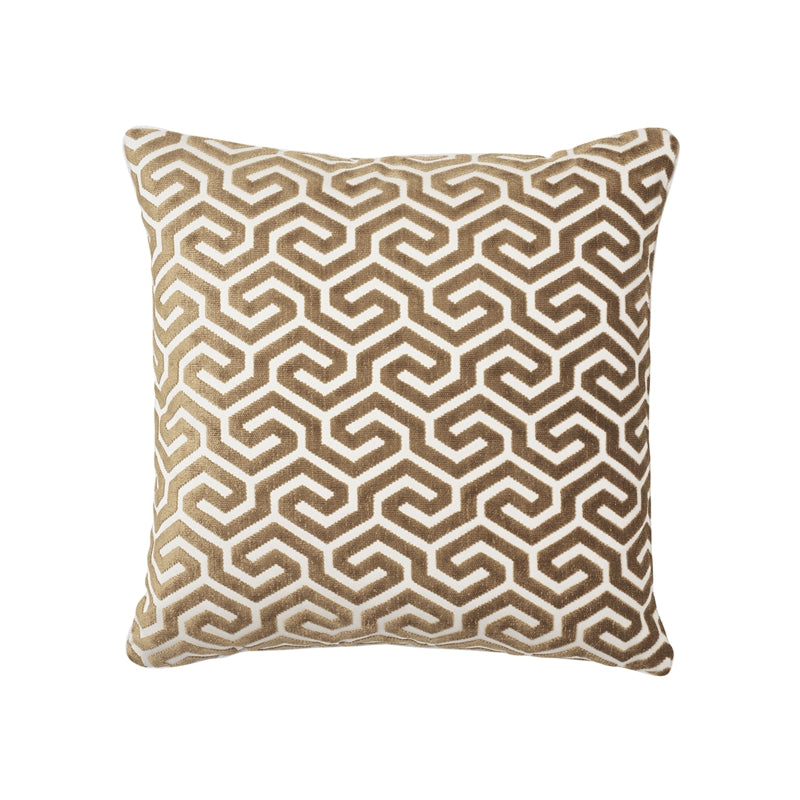 So7310205 | Ming Fret Velvet 20" Pillow, Bronze - Schumacher Pillows