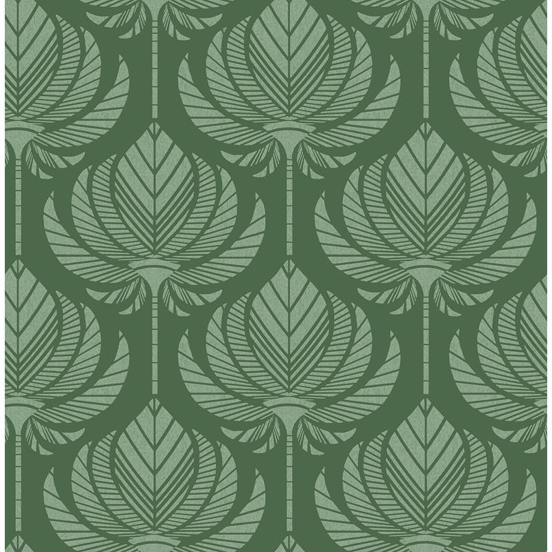 Sample 4014-26426 Seychelles, Palmier Green Lotus Fan Wallpaper by A-Street Prints Wallpaper