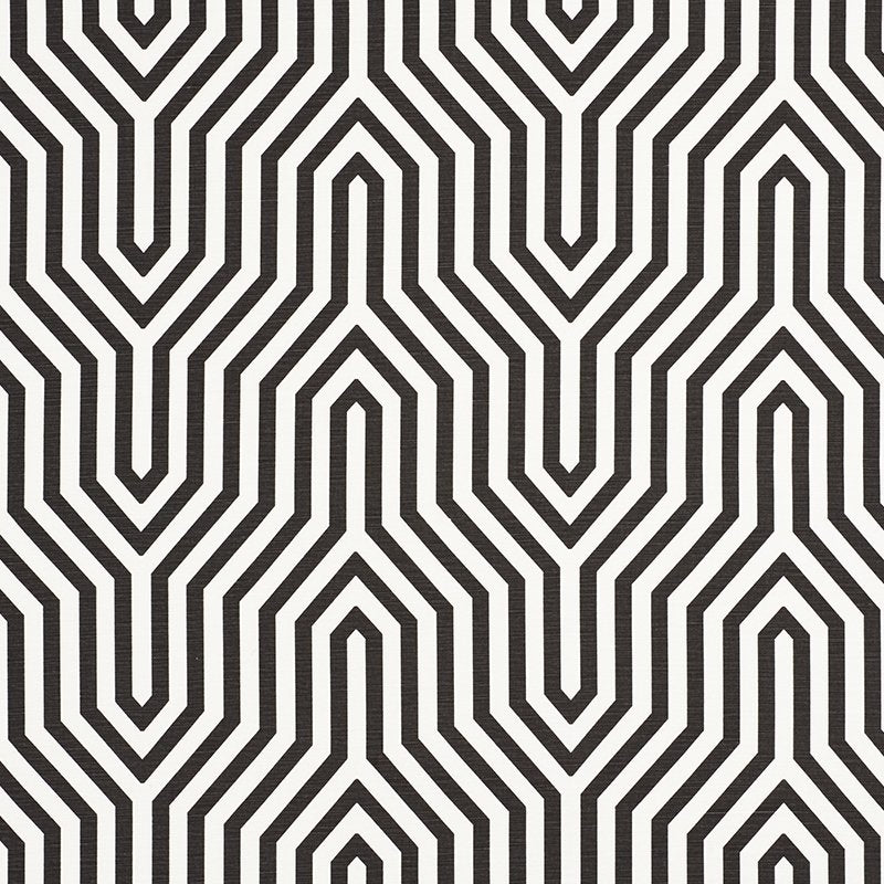 Purchase sample of 177273 Vanderbilt Print, Noir by Schumacher Fabric