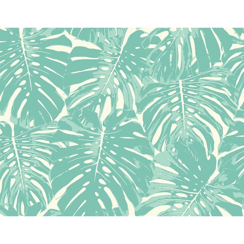 Sample TA20014 Tortuga, Blue, Leaves by Seabrook Wallpaper