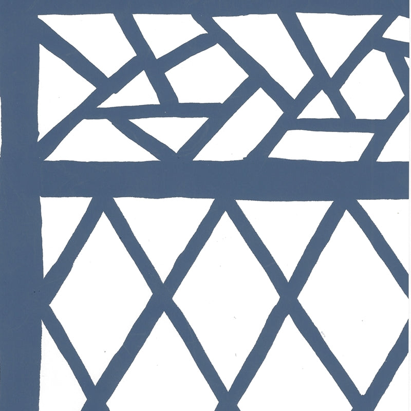 Sample 6025W-10WWP Trellis Background, Navy on White  by Quadrille Wallpaper