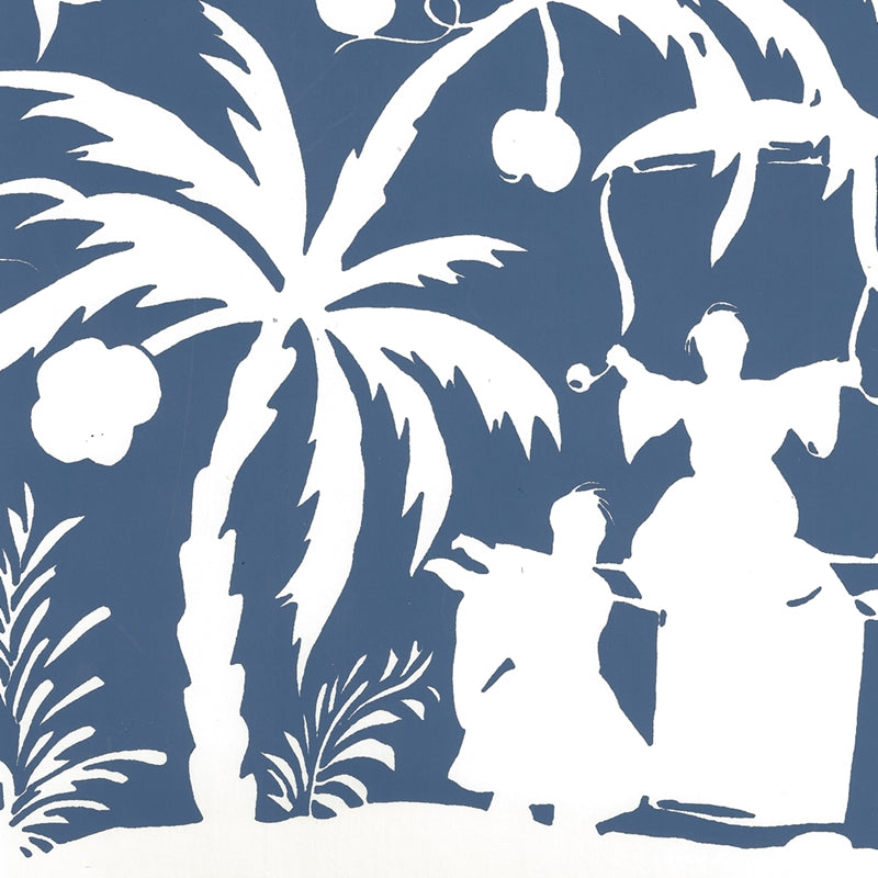 Save 6015-08WP Lyford Background Navy On Almost White by Quadrille Wallpaper