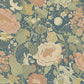 Sample 4111-63013 Briony, Vaxa Teal Rabbits And Rosehips Wallpaper by A-Street Prints Wallpaper