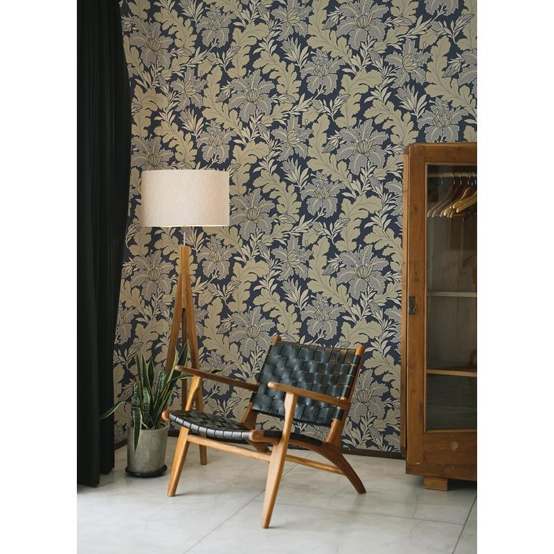 Order 2970-26141 Revival Butterfield Navy Floral Wallpaper Navy A-Street Prints Wallpaper