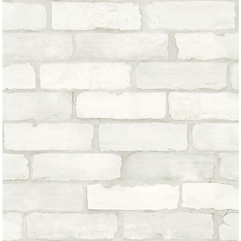 Sample AST4075 Zio and Sons, Limewashed Aged White Brick by A-Street Prints Wallpaper