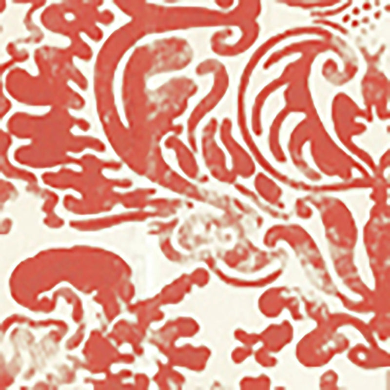 Sample 2330-04WP San Marco, Coral on Off White by Quadrille Wallpaper