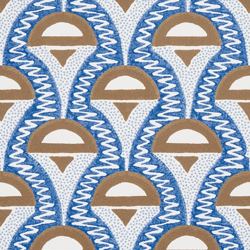 Find 5012081 Abelino Blue and Brown Schumacher Wallcovering Wallpaper