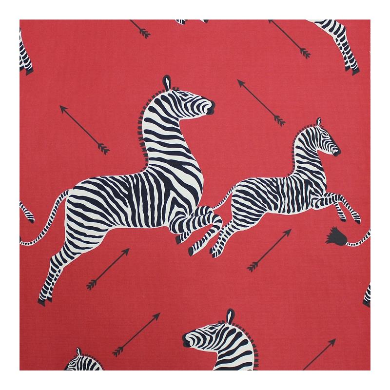 Sample 36378-001 Zebras, Masai Red by Scalamandre Fabric (SC 000136378)