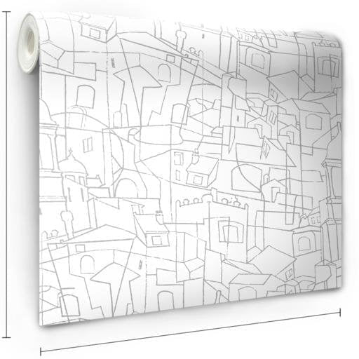 Shop Psw1048Rl Line Art Geometrics Grey Peel And Stick Wallpaper