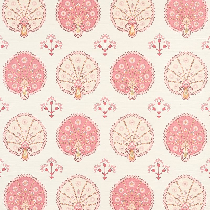 View 5012281 Chamba Crown Sisal Pink Schumacher Wallcovering Wallpaper