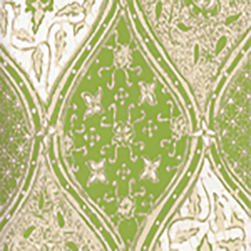 Sample 6630-03WP Balinese Batik, New Green Cream on White by Quadrille Wallpaper