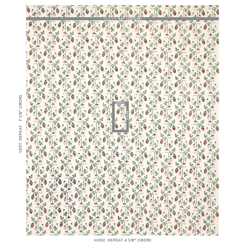 Save 179780 Strawberry Hand Block Print Grass By Schumacher Fabric