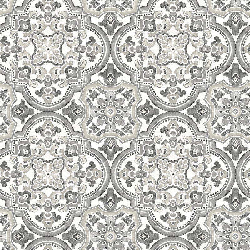 Sample 3124-13964 Thoreau, Concord Black Medallion Wallpaper by Chesapeake