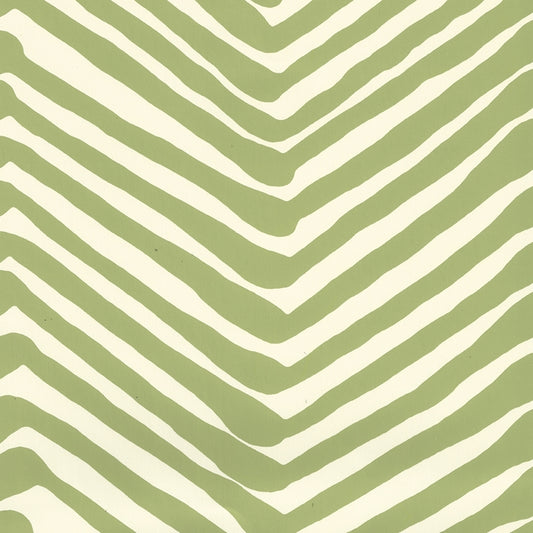 Shop AP302-32 Zig Zag   Jungle Green on Off White by Quadrille Wallpaper