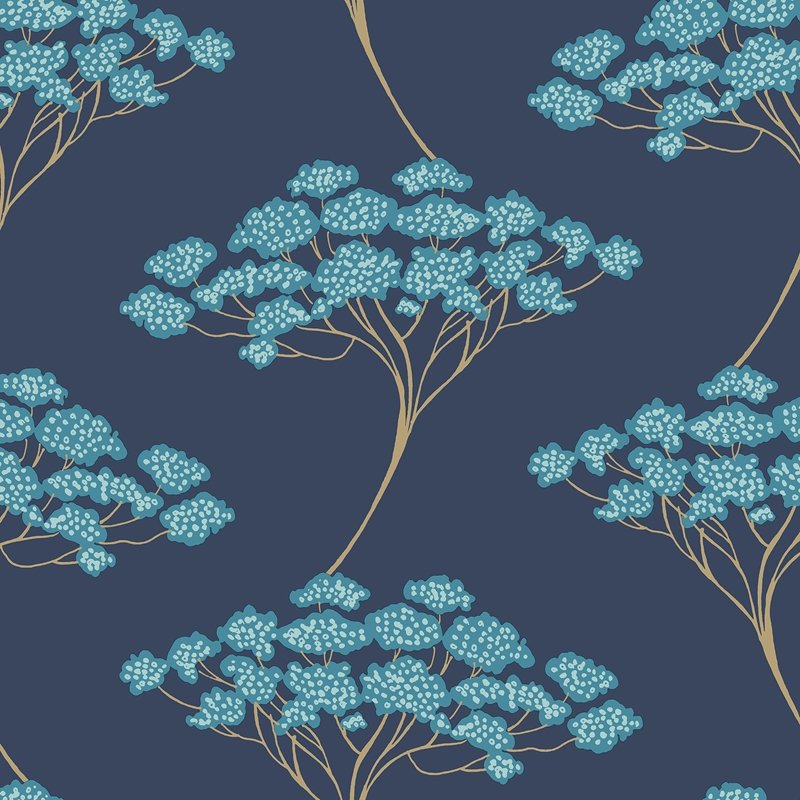 Search NUS3147 Blue Ficus Botanical Peel and Stick by Wallpaper