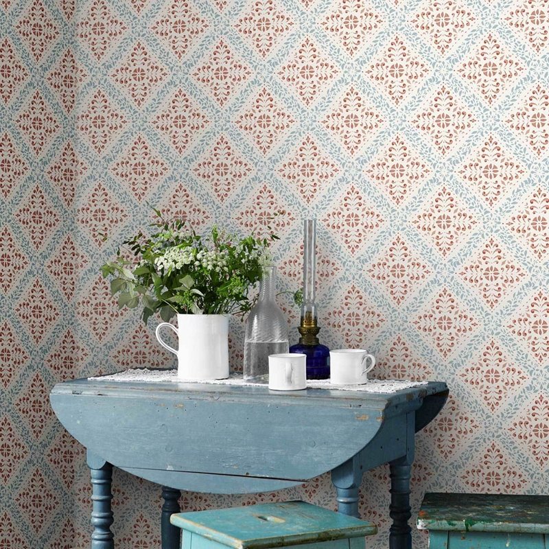 Find 4514 nyborg blue and red borastapeter wallpaper 