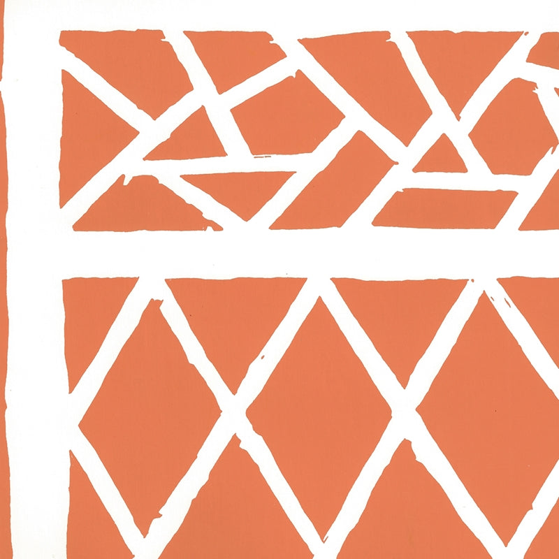 Sample 6025-05AWP Trellis Background, Orange on Almost White by Quadrille Wallpaper