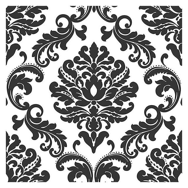 Find NU1646 Ariel Black and White Damask Peel And Stick Wallpaper by NuWallpaper