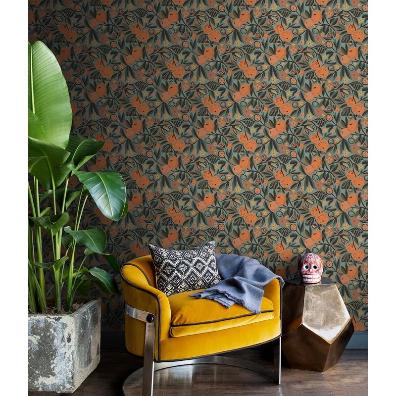 NuWallpaper Teal Clementine Garden Peel and Stick Wallpaper Sample  PLS4201SAM - The Home Depot