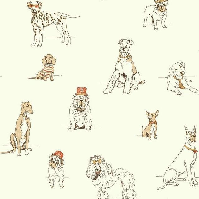 View AF1940 Ashford Toiles Dog's Life  color orange Animals Ashford House Wallpaper