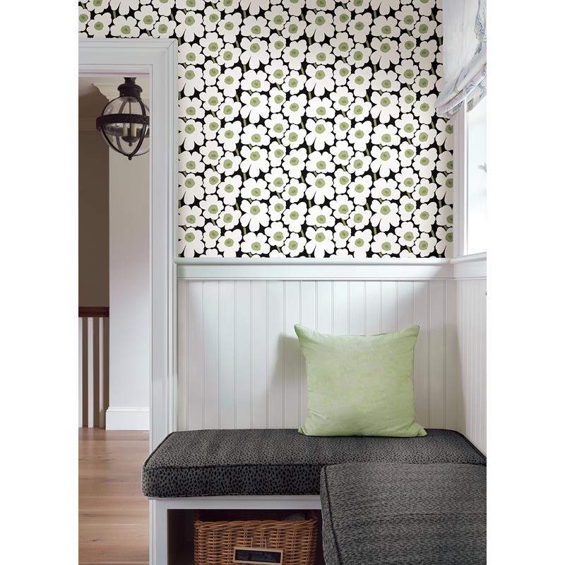 MKS4494 Marimekko Black Pieni Unikko Peel &amp; Stick Wallpaper by NuWallpaper2